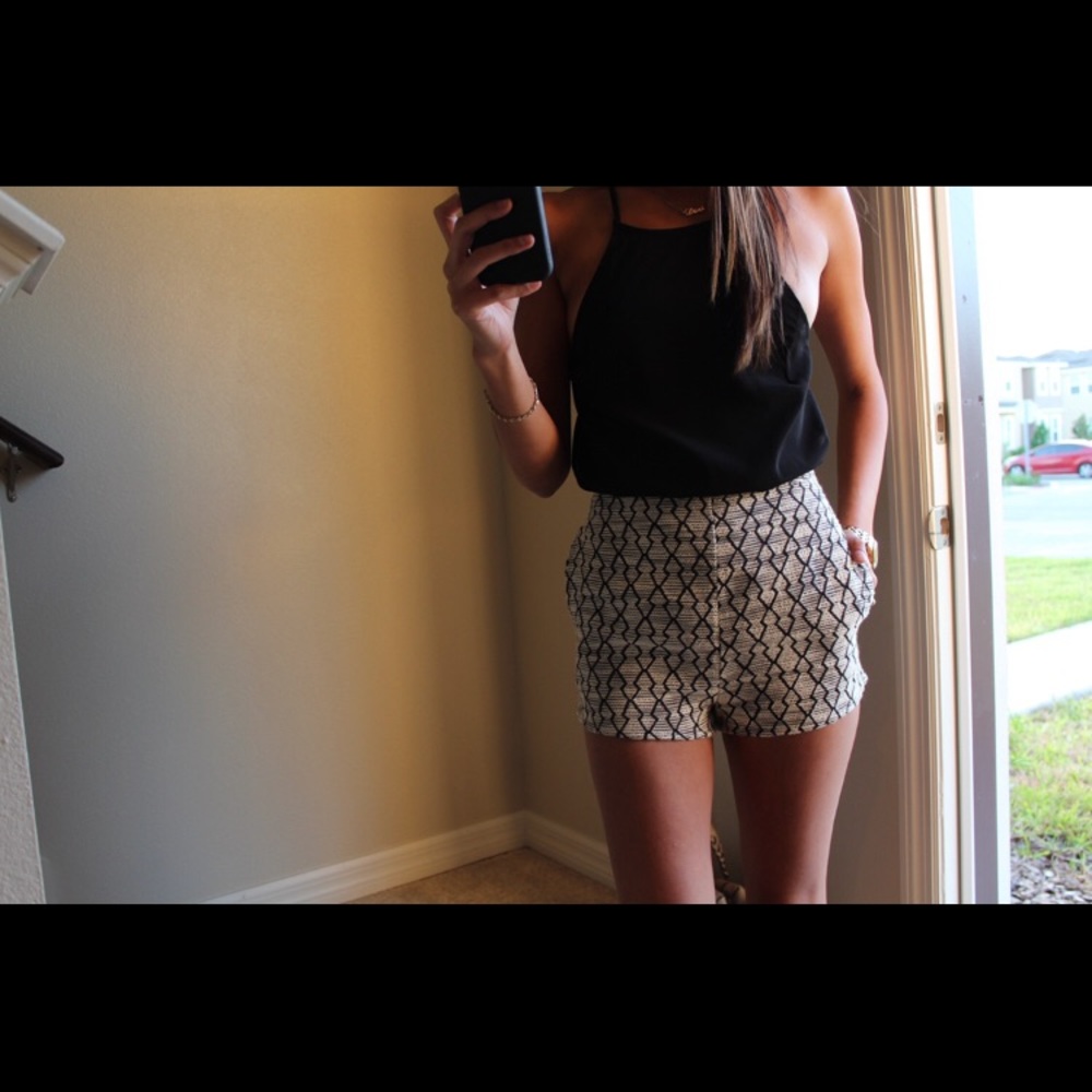 Lucca Couture Geometric Print High-Waist Shorts